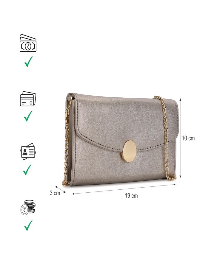 Fastrack Women's Linklet Clutch | Detachable Chain, Card & Cash Slots, Magnetic Flap | Modern Evening Bag | 6 Months Warranty - Image 4
